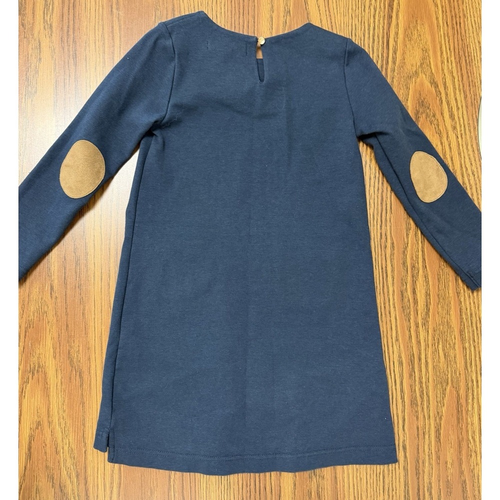 Hope and Henry Girls 6 Blue Quilted Riding Ponte Riding Dress Tan Elbow Patches - Picture 6 of 6